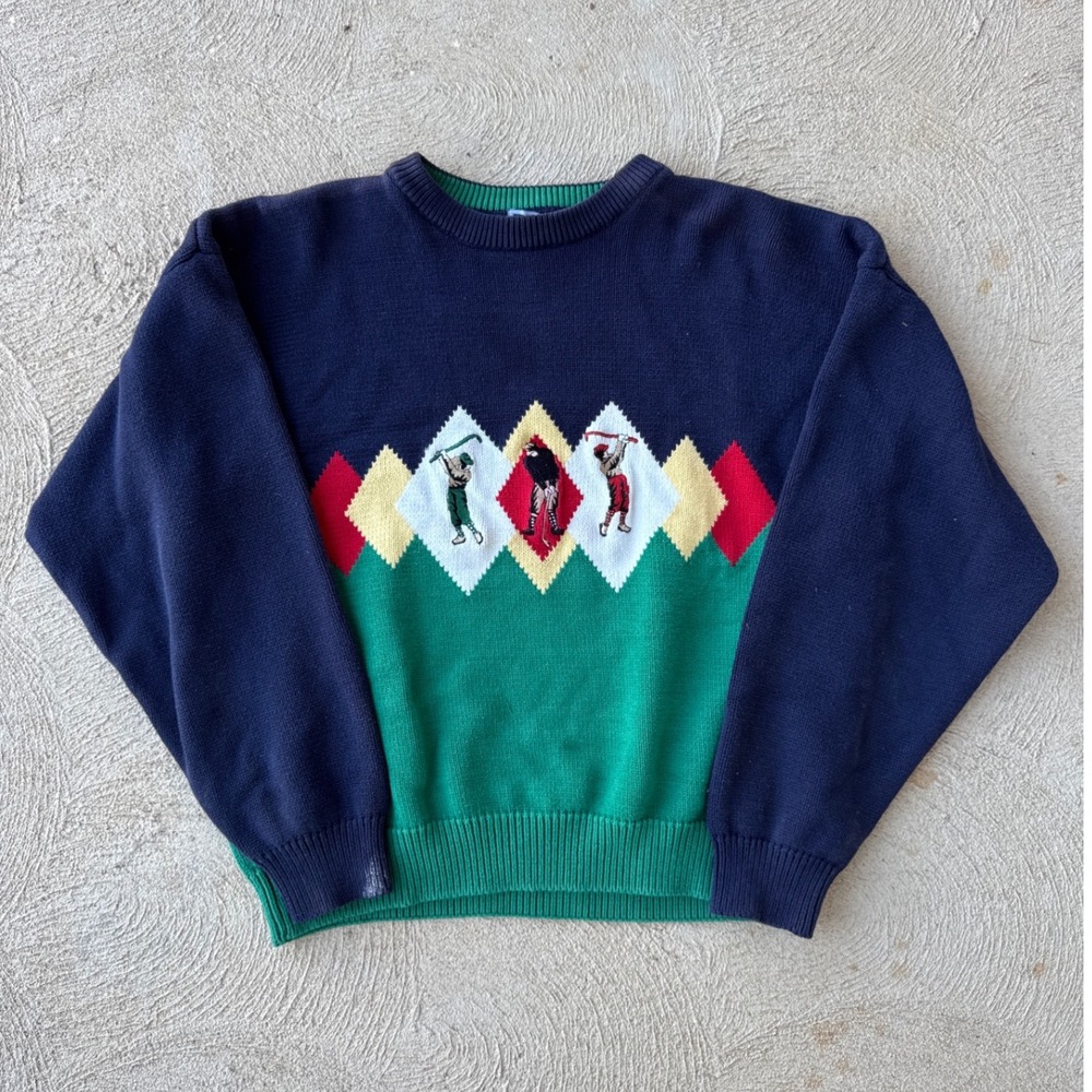 Vintage Sutter & Grant Golf Sweater Argyle Knit Pullover Menswear